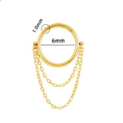 Chain Inlaid Zircon Piercing Nose Ring Earrings