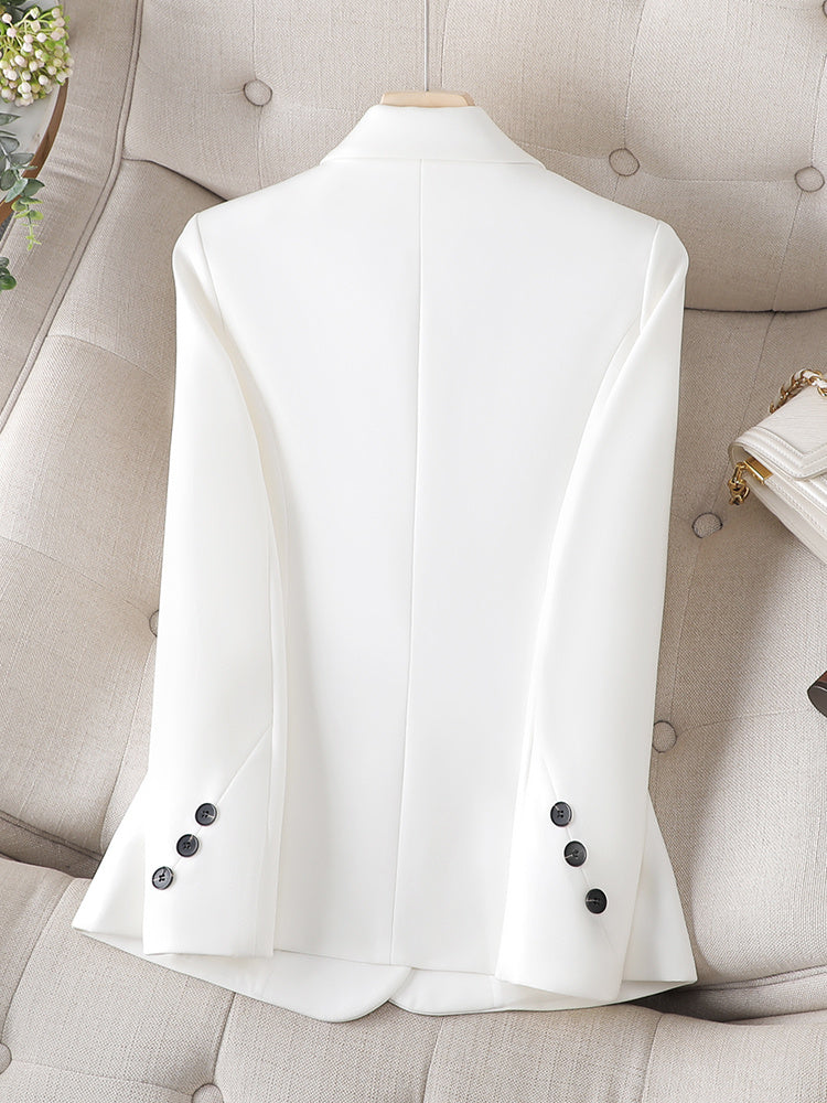 Spring And Autumn Khaki Suit Jacket For Women's Slimming