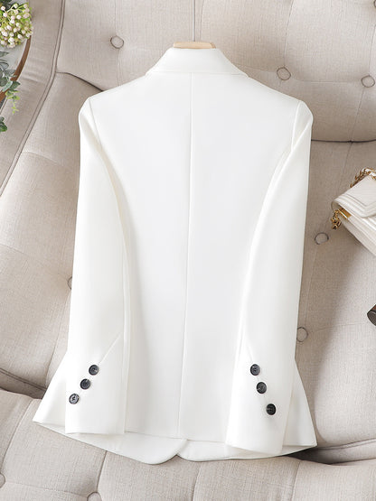 Spring And Autumn Khaki Suit Jacket For Women's Slimming