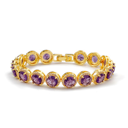Fashion Gold-plated Inlaid Zircon Hollow Round Bracelet