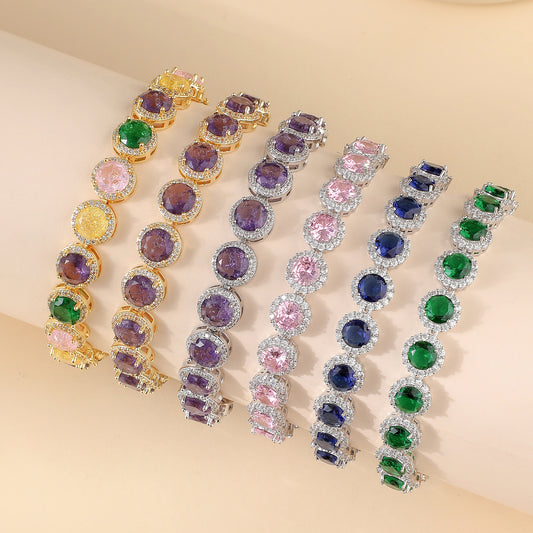 Fashion Gold-plated Inlaid Zircon Hollow Round Bracelet