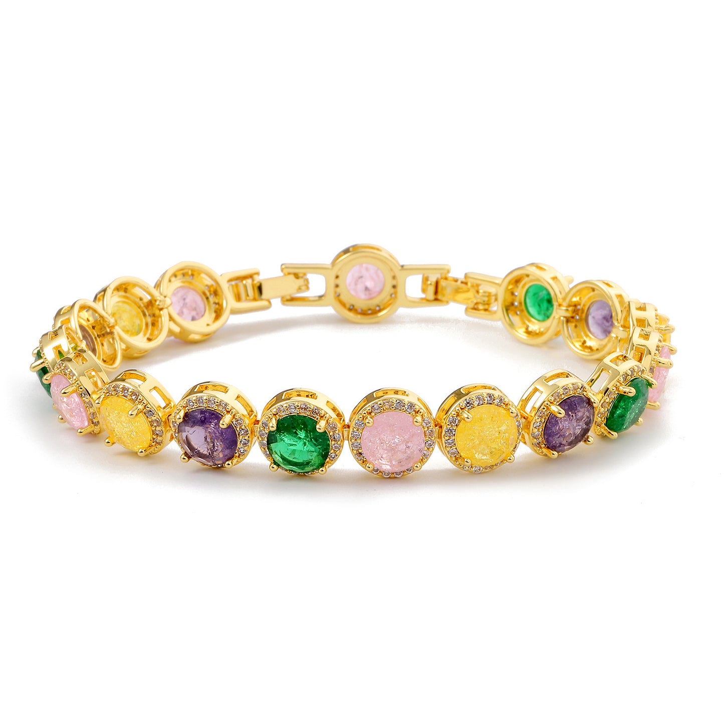 Fashion Gold-plated Inlaid Zircon Hollow Round Bracelet