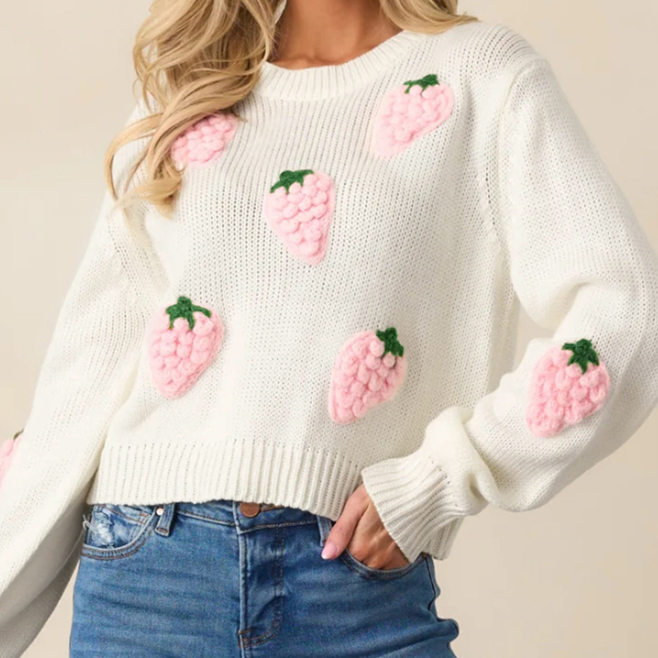 Women's Elegant Long-sleeved Sweater Beige