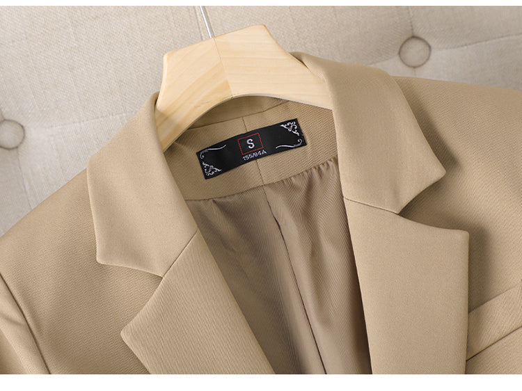 Spring And Autumn Khaki Suit Jacket For Women's Slimming
