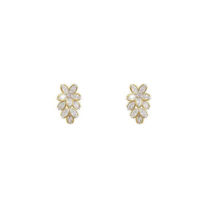 Popular Micro Inlaid Zircon Flower Tassel Earrings Personality