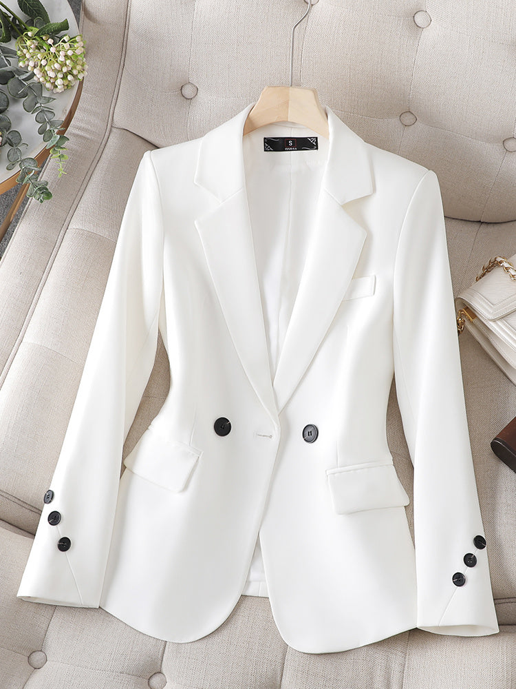 Spring And Autumn Khaki Suit Jacket For Women's Slimming