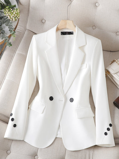 Spring And Autumn Khaki Suit Jacket For Women's Slimming