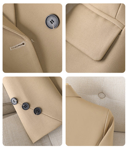 Spring And Autumn Khaki Suit Jacket For Women's Slimming