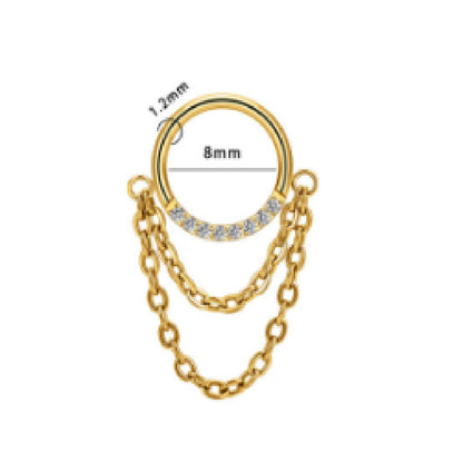 Chain Inlaid Zircon Piercing Nose Ring Earrings