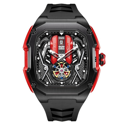 Men's High-grade Tonneau Three-Dimensional Hollow Waterproof Luminous Quartz Watch