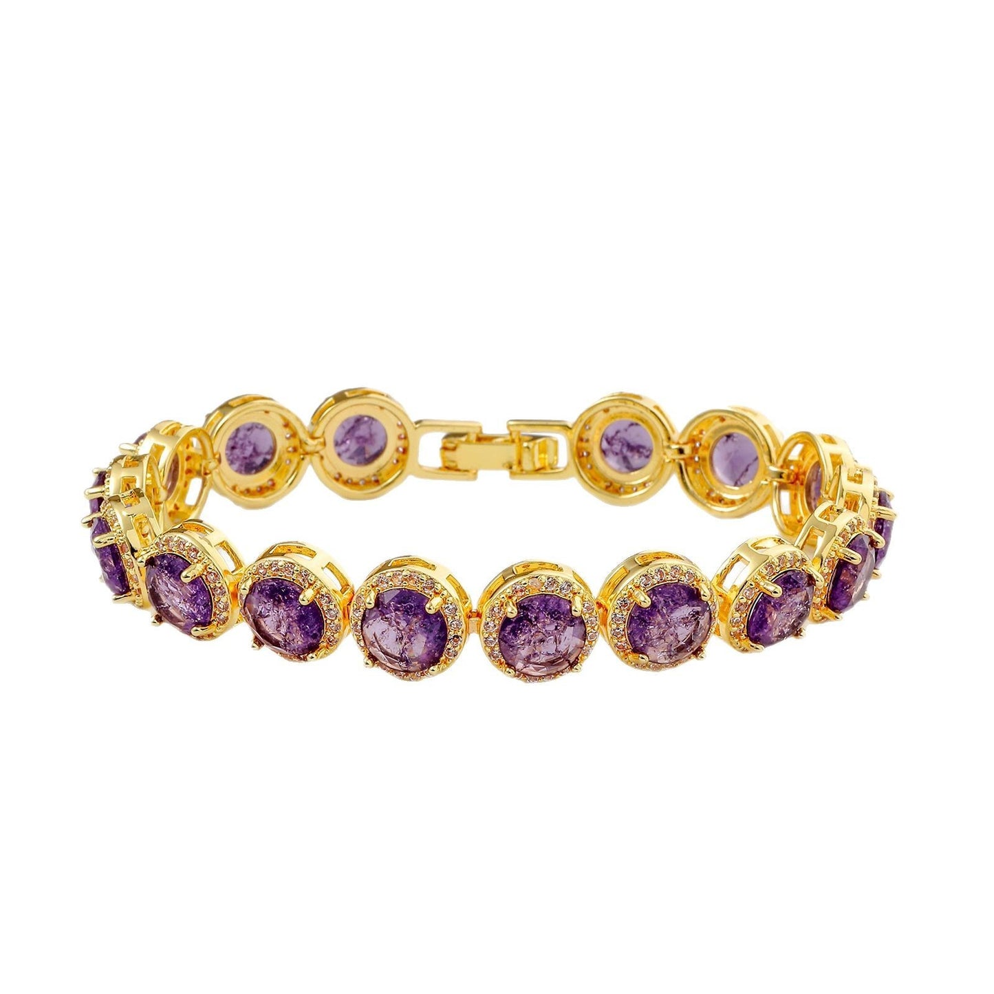 Fashion Gold-plated Inlaid Zircon Hollow Round Bracelet