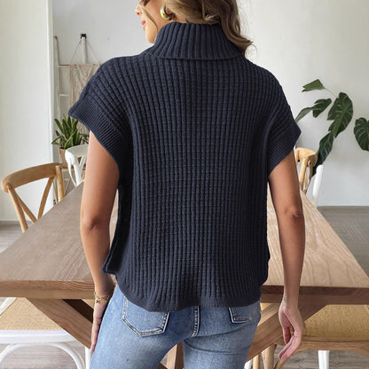 Fastener Decoration European And American Turtleneck Pullover Vest